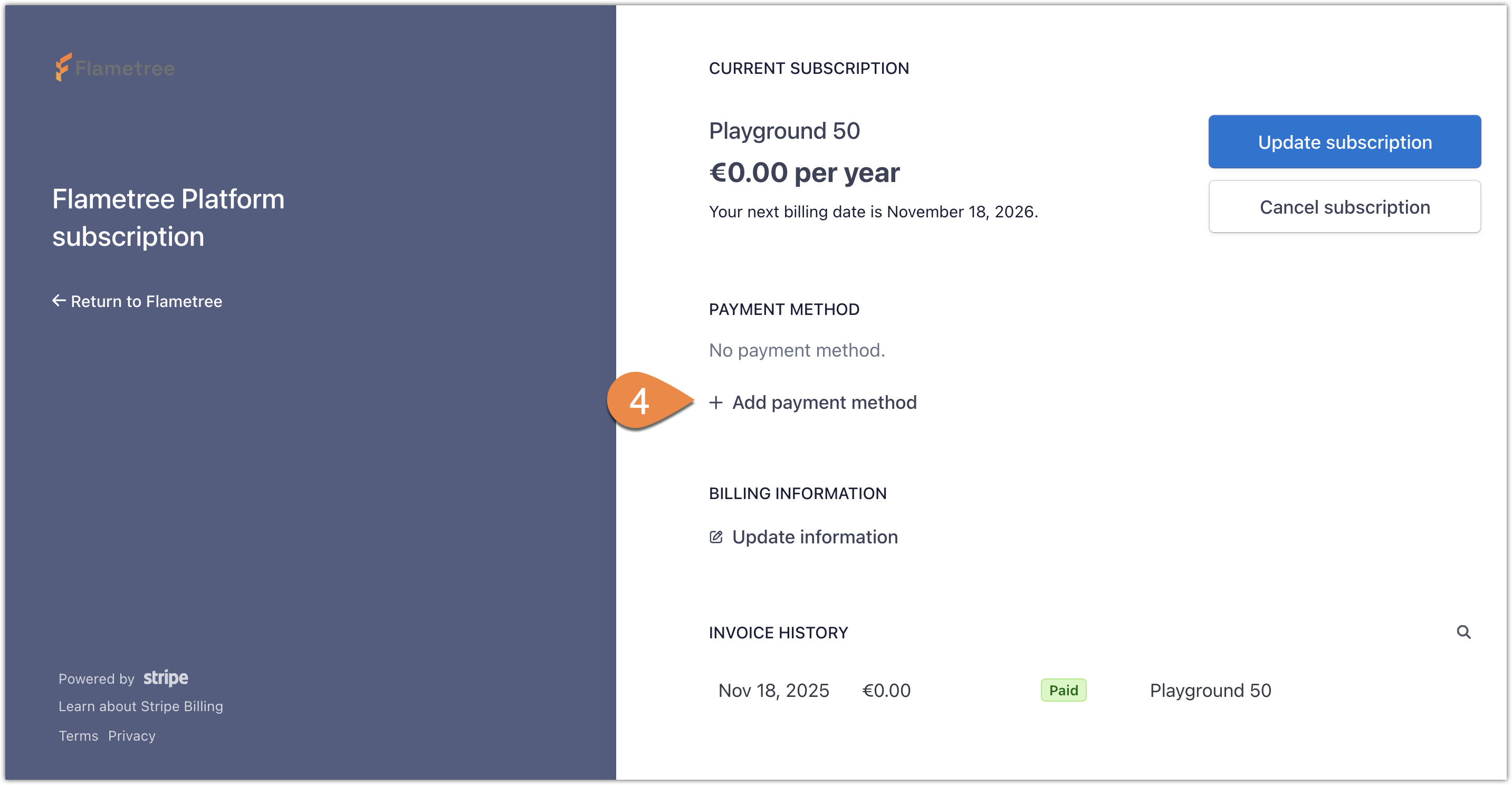 Billing Tab Navigation