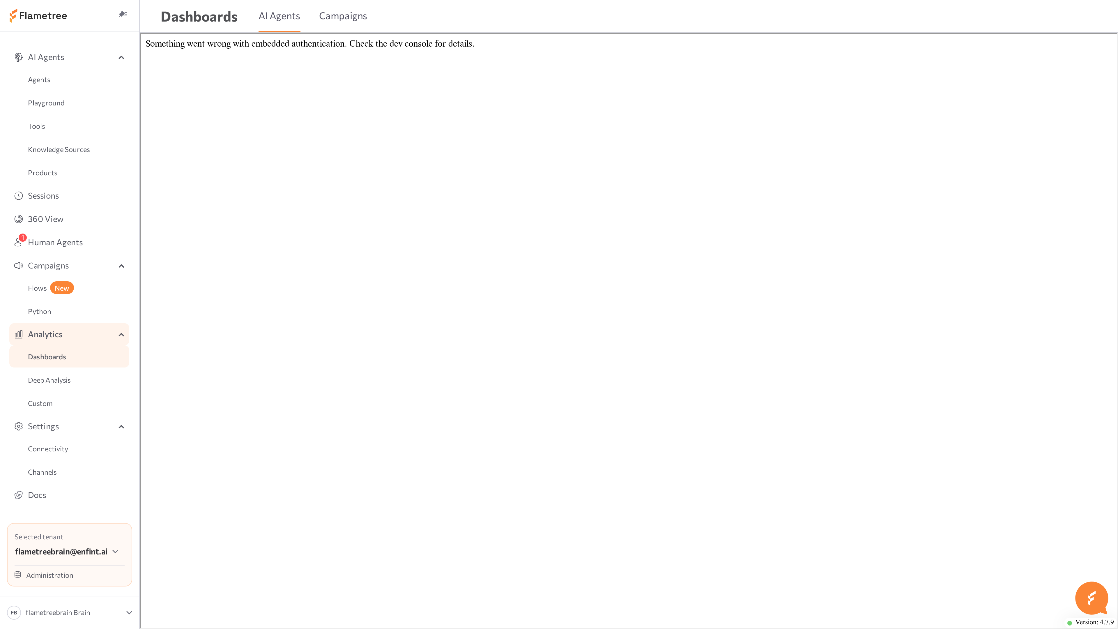 Dashboards page with the Agents tab open and the filter panel expanded