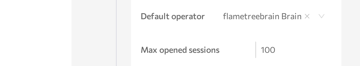 Default operator field in the Advanced card with an operator selected